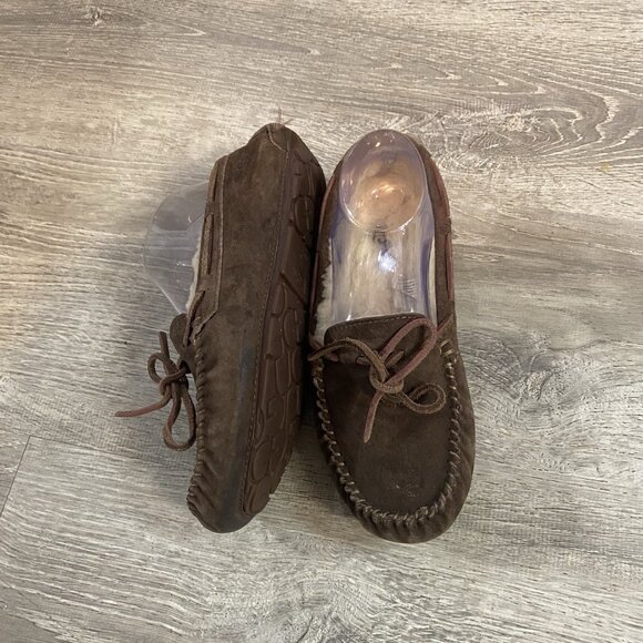 Ugg Dakota Moccasin Slipper Womens 6 Brown Suede Leather Shearling Slip On Shoe - Picture 5 of 6